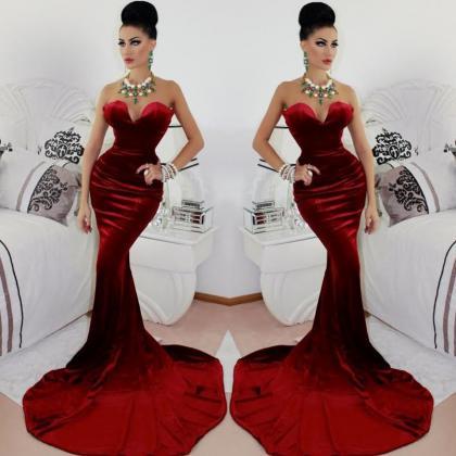 Velvet Prom Dress,wine Red Prom Dress,red..
