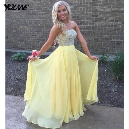 Yellow Dress,prom Dresses,prom Gown,strapless Prom..