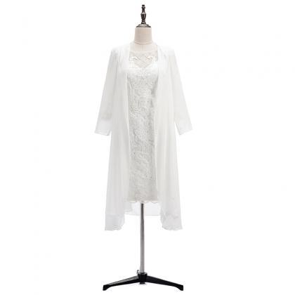 White 3/4 Long Sleeve Mother Of The Bride Dresses..