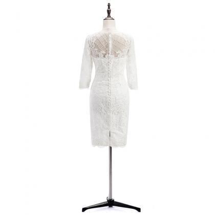 White 3/4 Long Sleeve Mother Of The Bride Dresses..