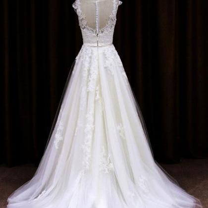 White Aline Wedding Dress Lace Bridal Dresses