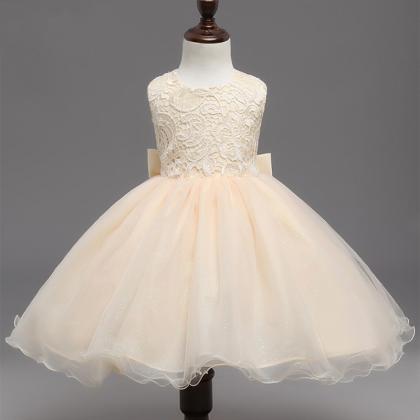 Champagne Ball Gown Flower Girl Dresses Lace First..