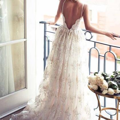 Romantic Boho Beach Wedding Dresses Bridal Gown..