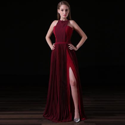 Burgundy Long Celebrity Dresses Red Carpet Dress..