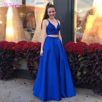 Two Piece Prom Dresses Evening Dress Long Royal..