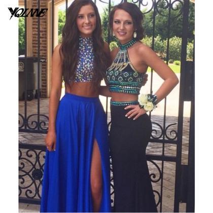 Two Pieces Crystals Prom Dresses ,party..