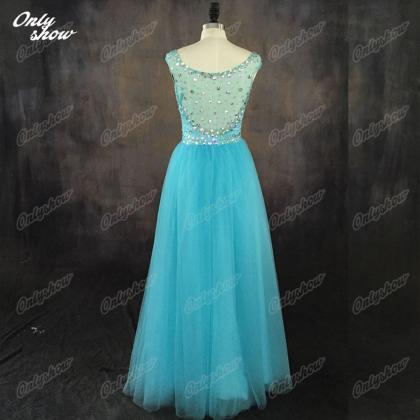 Blue Crystals Prom Dresses,party Dress,quinceanera..