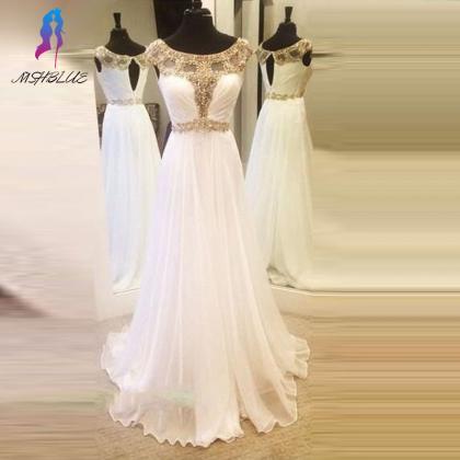 White Prom Dresses ,crystals Dress,chiffon Party..