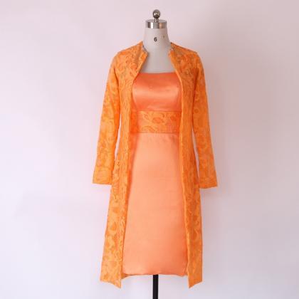 Orange Long Sleeve Mother Of The Bride Lace..