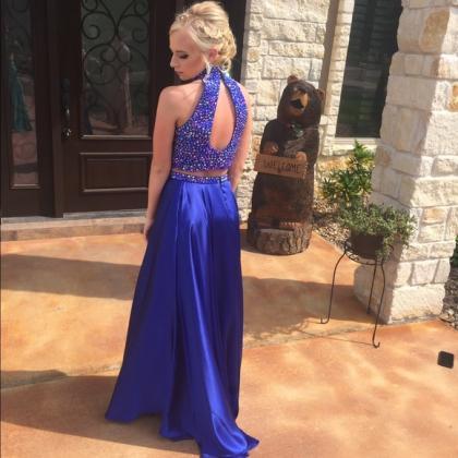 Two Pieces Prom Dresses,royal Blue Prom..