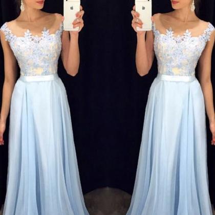 Elegant Prom Dresses,long Prom Dresses,sky Blue..