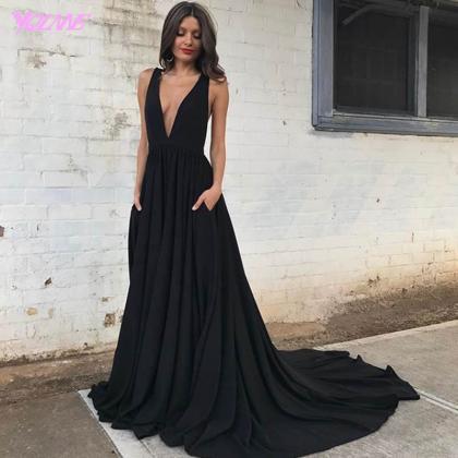 Sexy Prom Dresses,prom Gown,black Dresses,deep..