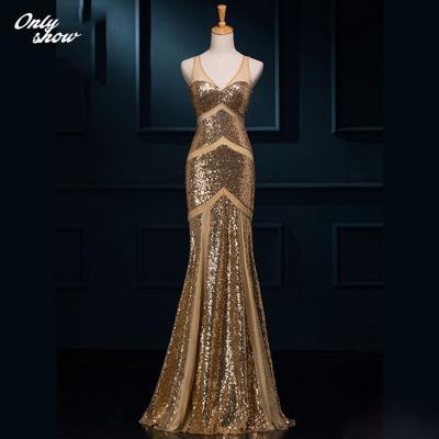 Gold Sequins Prom Dresses,Mermaid Prom Dress,Party Dress