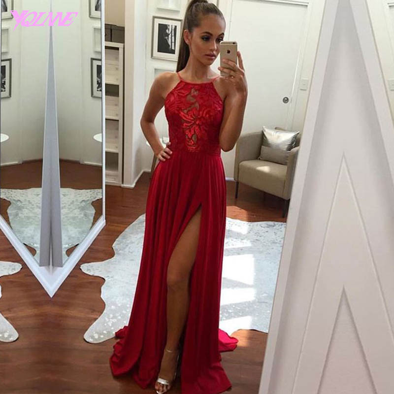 Red Dresses,sexy Dresses,backless Prom Dresses,slit Prom Dress,halter Prom Dress,long Party Dress,evening Dress