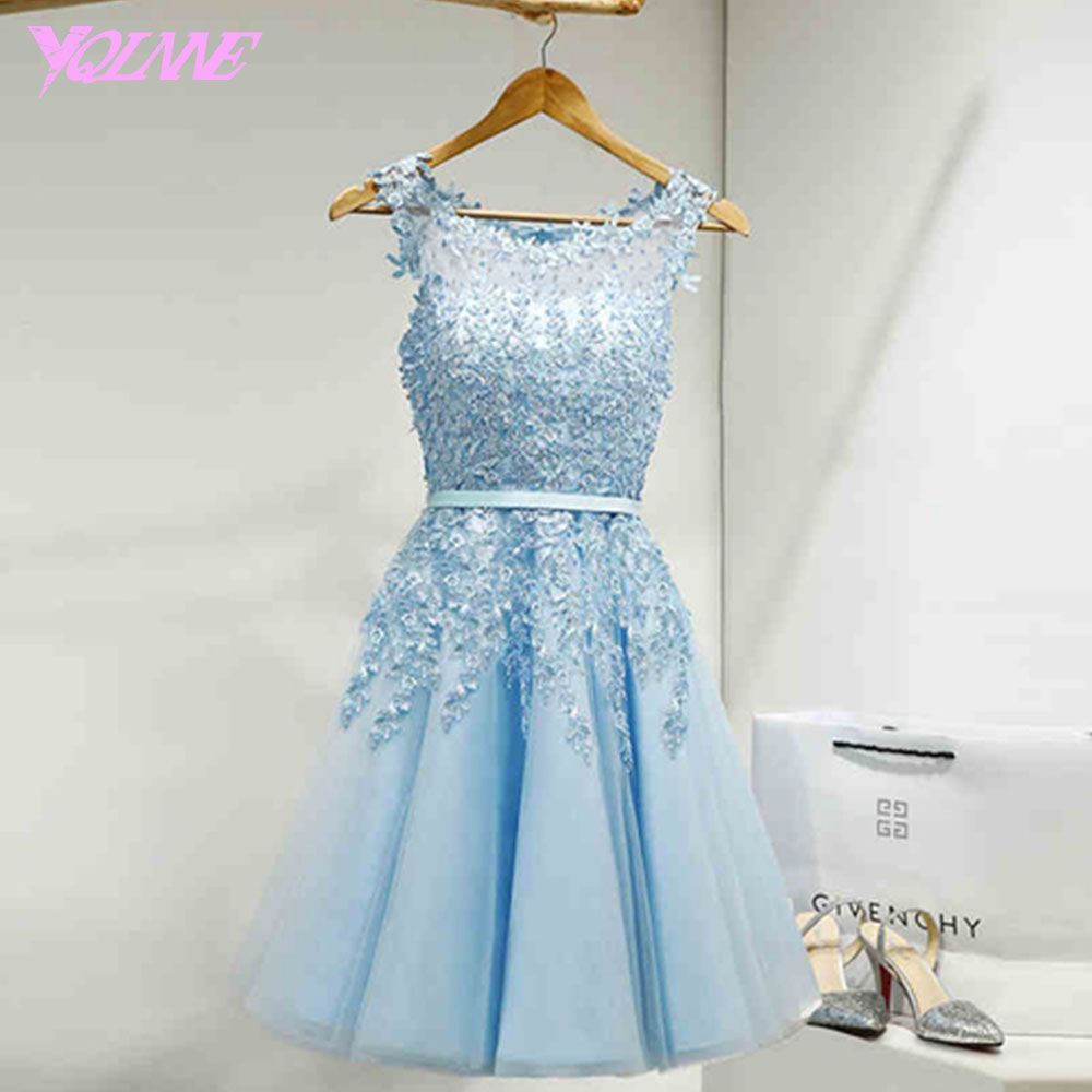 Sky Blue Short Homecoming Party Dresses