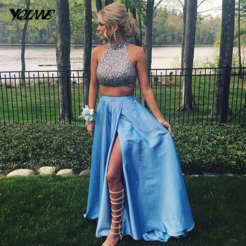 Two Pieces Crystals Prom Dresses ,party Dress,women Dress