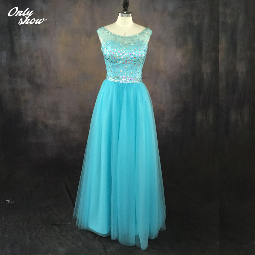 Blue Crystals Prom Dresses,party Dress,quinceanera Dresses
